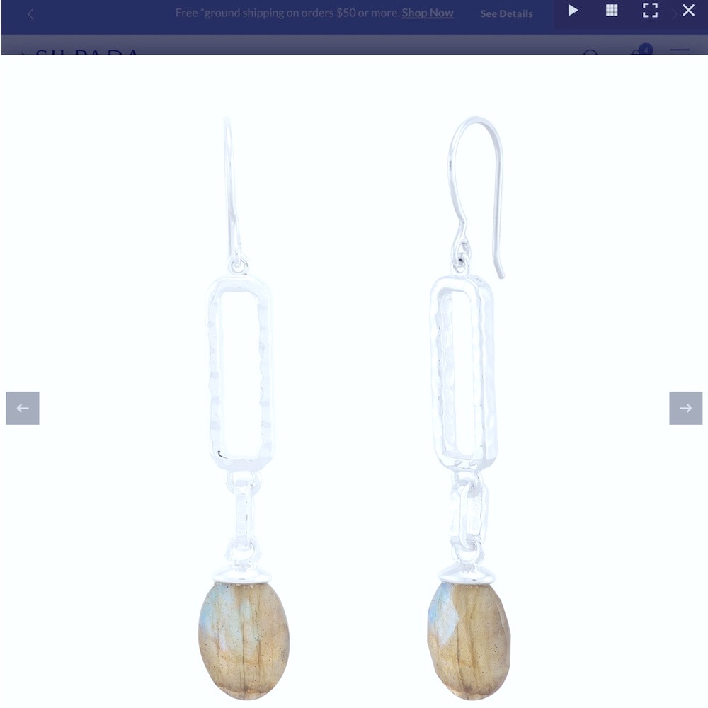 Silpada Crisp Air Drop Earrings, Labradite, New